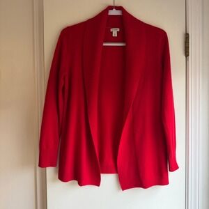 LL Bean Red 100% Cashmere Shawl Collar Cardigan Sweater Women's Petite Small